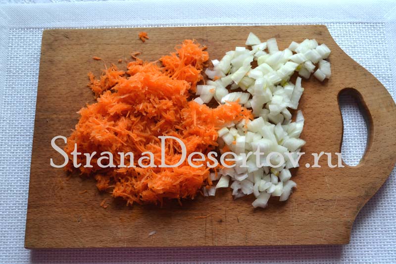 измельчение лука и моркови