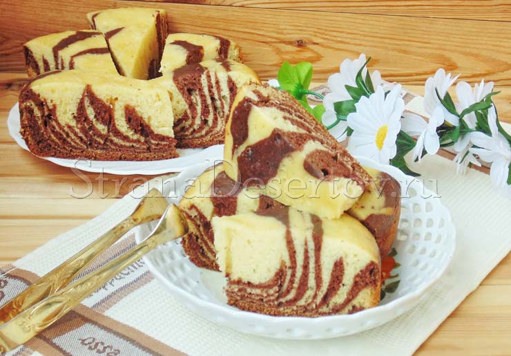 Пирог «Зебра» в мультиварке — рецепт с фото пошагово